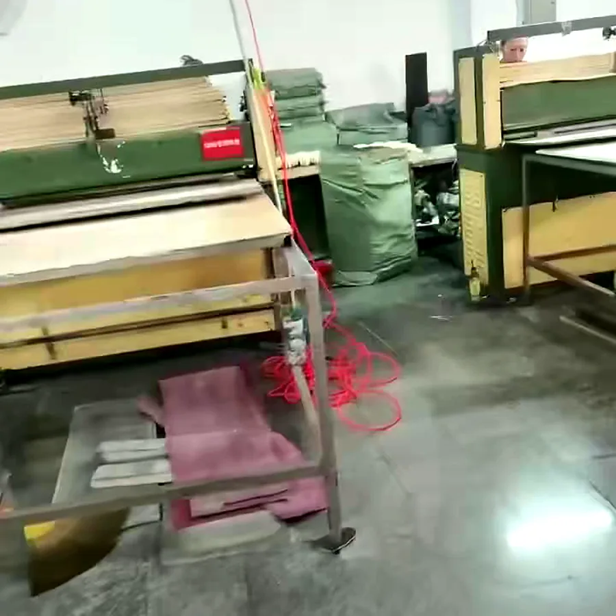 Clicker presses cutting EVA slipper soles from embossed foam sheet