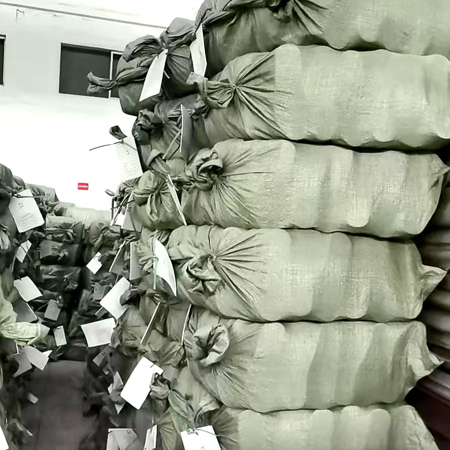 Bags of EVA slipper soles loaded into a shipping container