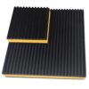 Smaller yellow EVA anti vibration pad resting on a larger pad, both with straight ribbed rubber facings